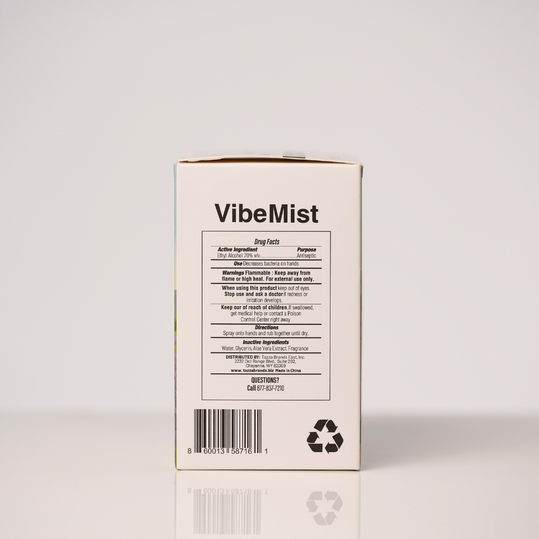 Tazza VibeMist Calming Blend Hand Sanitizing Spray - Lavender + Chamomile - Case of 200