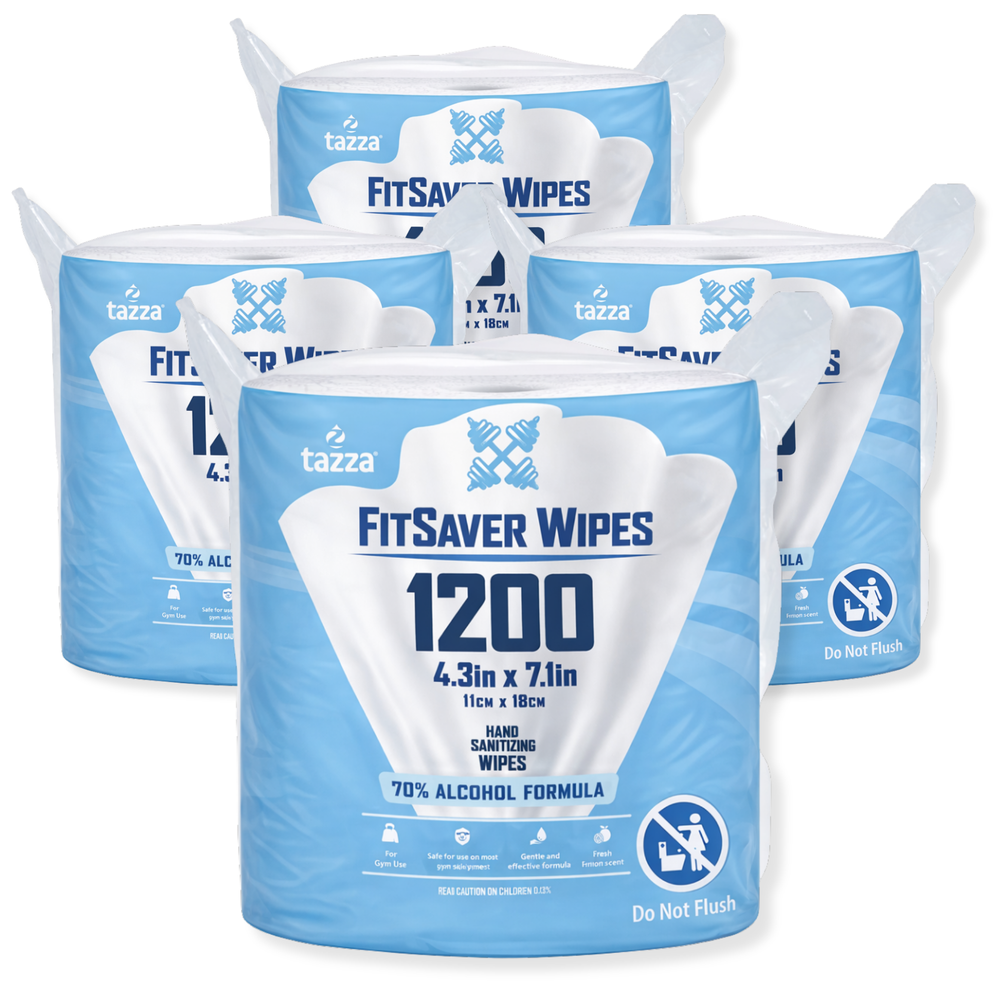 Wet Wipes - 4 x 1200 Ct, 70% Alcohol Durable Pre-Saturated Cleaning Gym Equip Wipes.