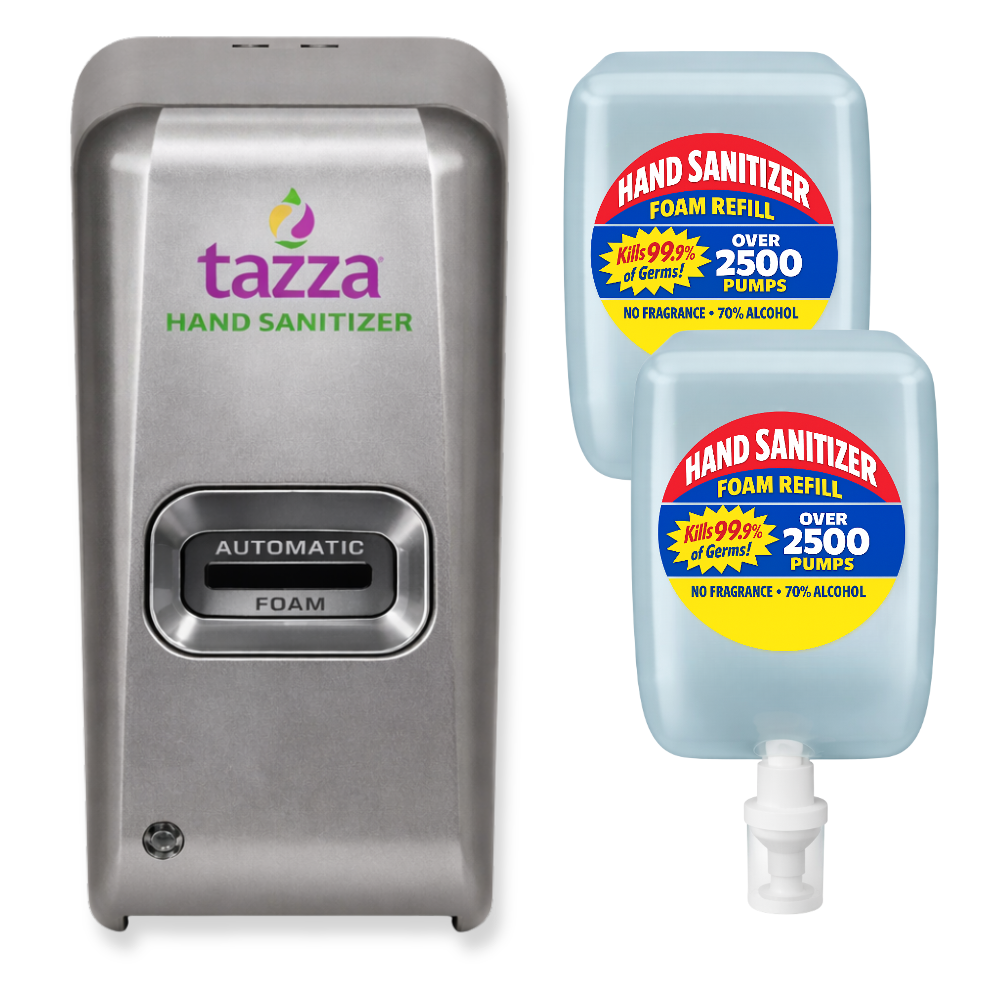 Bundle: 2 x 1 Liter Alcohol Sanitizer (5000 Total pumps) Refill and Touchless Dispenser