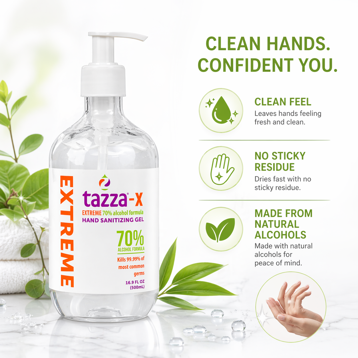 70% Alcohol Hand Sanitizer Gel, 16.9 oz Bottles, Case of 20, Fast-Drying, No Sticky Residue, Commercial Bulk Sanitizer