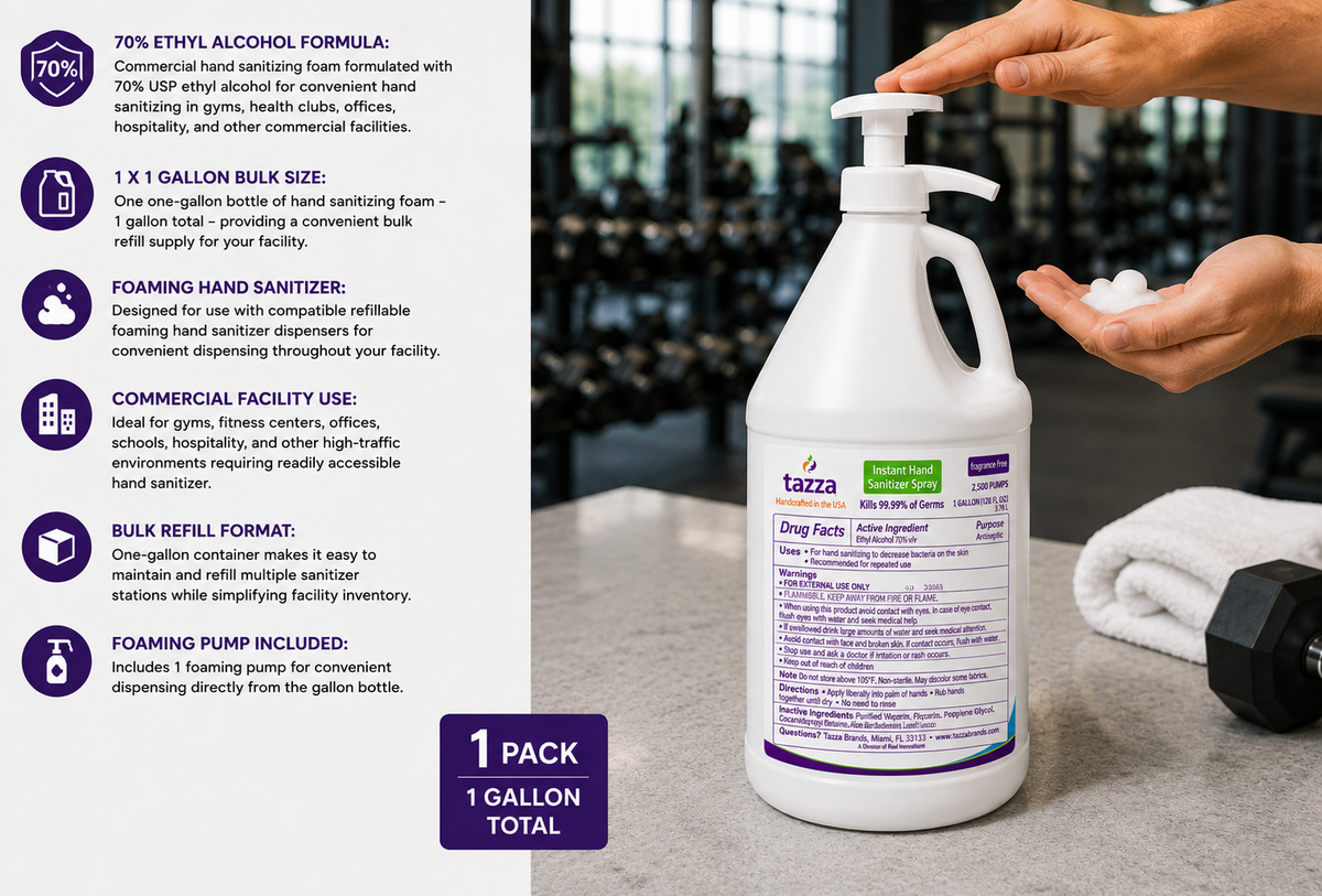 Tazza 70% Ethyl Alcohol Hand Sanitizing Foam, 1 Gallon – Commercial Bulk Refill