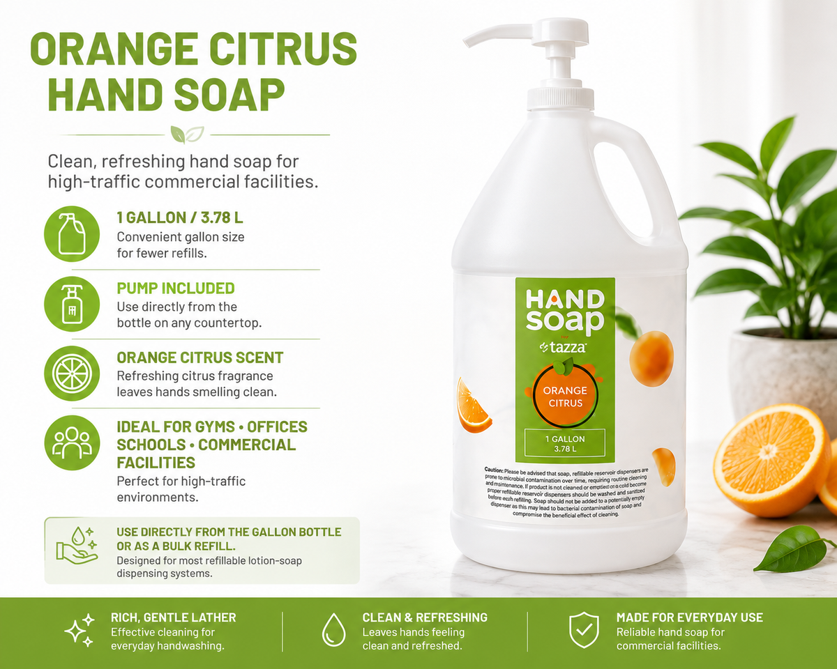 Orange Citrus Hand Soap, 4 x 1 Gallon, Commercial Liquid Hand Soap for Gyms, Offices & Facilities