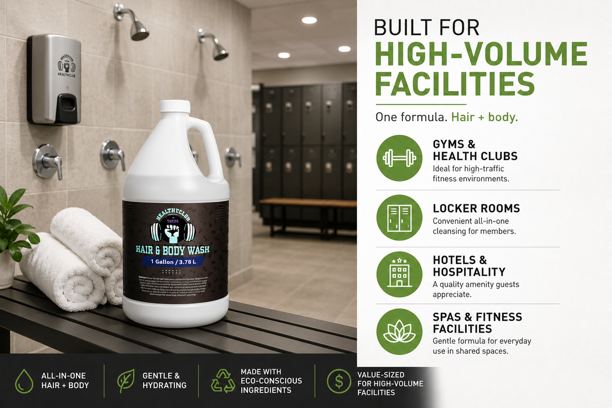 Hair & Body Wash, 4 x 1 Gallon – Commercial Bulk Refill for Gyms, Locker Rooms, Hotels & Fitness Centers