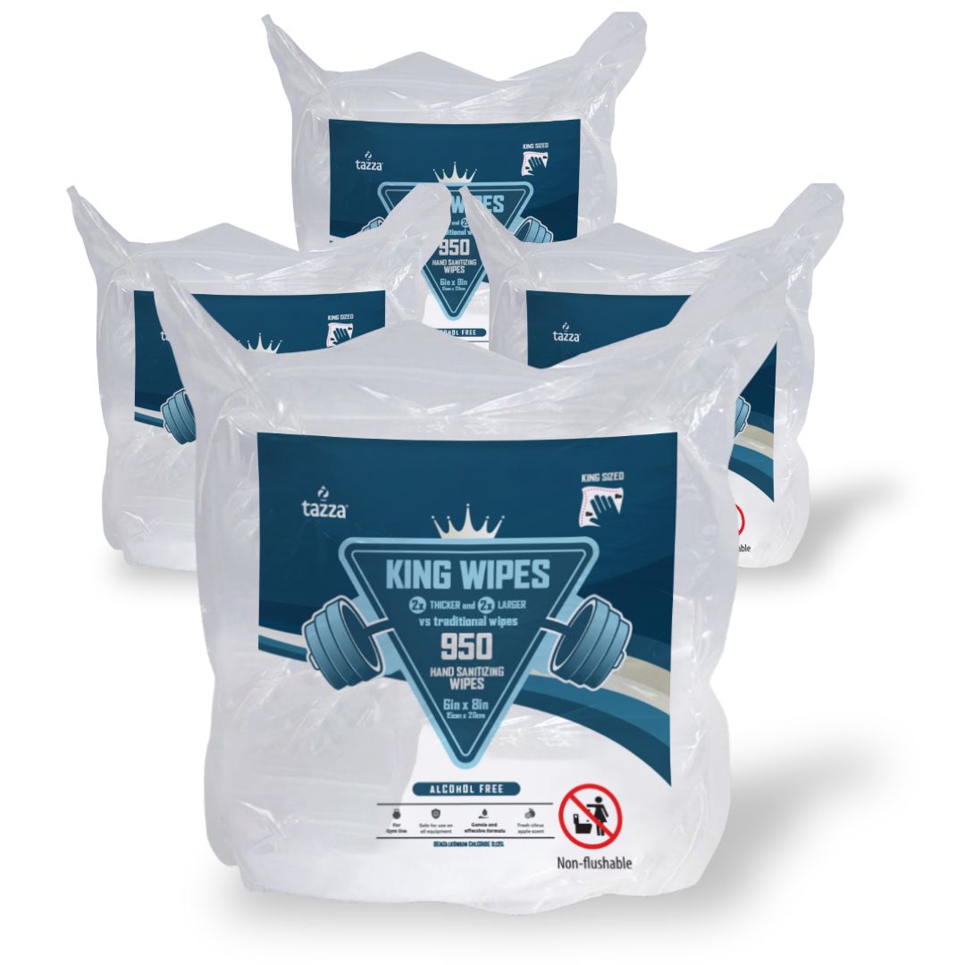 Wellness Center and Gym Cleaning Wipes – Durable, Wet Wipes for Cleaning Gym Equipment + Surfaces (4 Rolls, 950 Wipes per Roll, Total 3800 Ct)