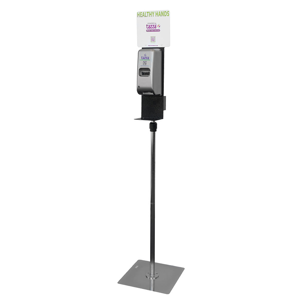Contactless Hand Sanitizer Dispenser with Square Base & Pole Kit (Chrome)