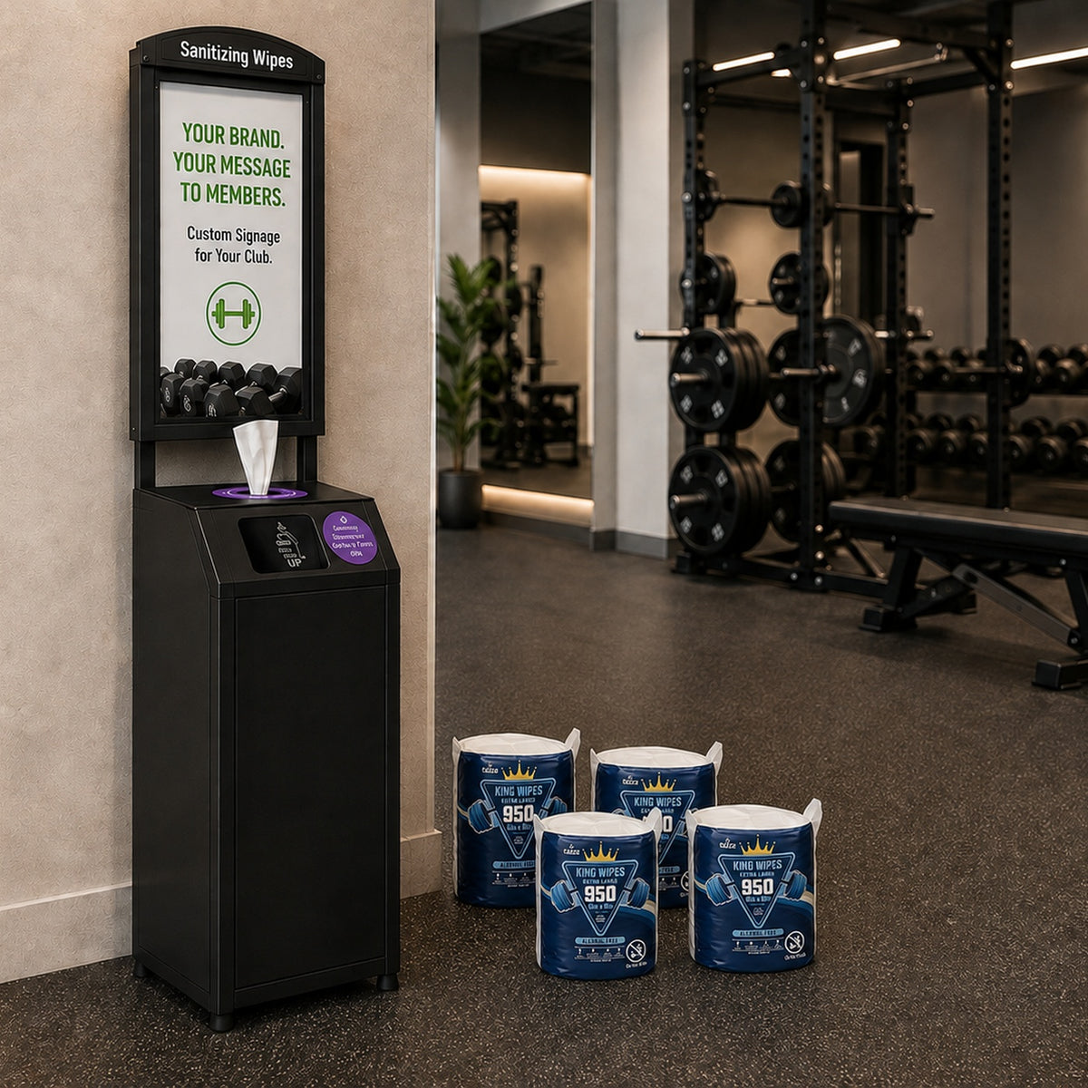 Tazza Premium Club Starter Kit – Premium Wipe Dispenser + King 950CT Wipes with Custom Signage