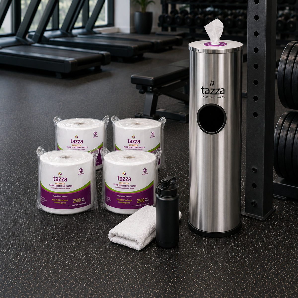 Tazza High-Volume Value Starter Kit – Stainless Steel Wipe Dispenser + MaxCount 2500CT Wipes