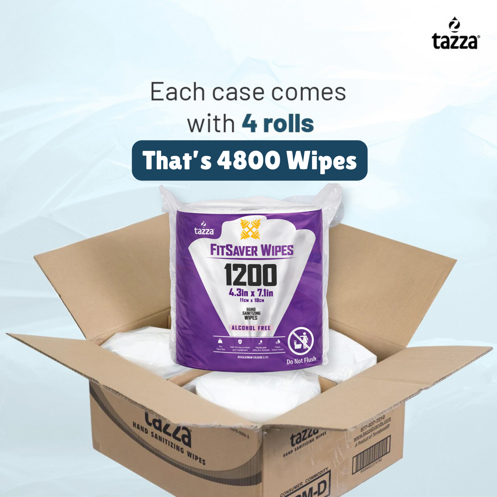 Wet Wipes - 4 x 1200 Ct, Alcohol Free Durable Pre-Saturated Cleaning Gym Equip Wipes.