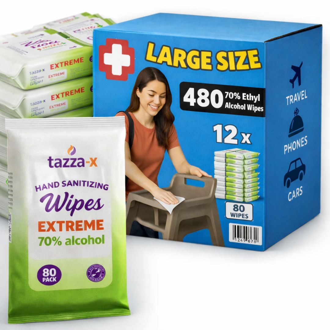 Alcohol Wipes - Unscented, Travel Hand Cleaning Wipes - 80 Ct (Pack of 12, 960 Wipes) for Travel, Home, School, Office, the Outdoors