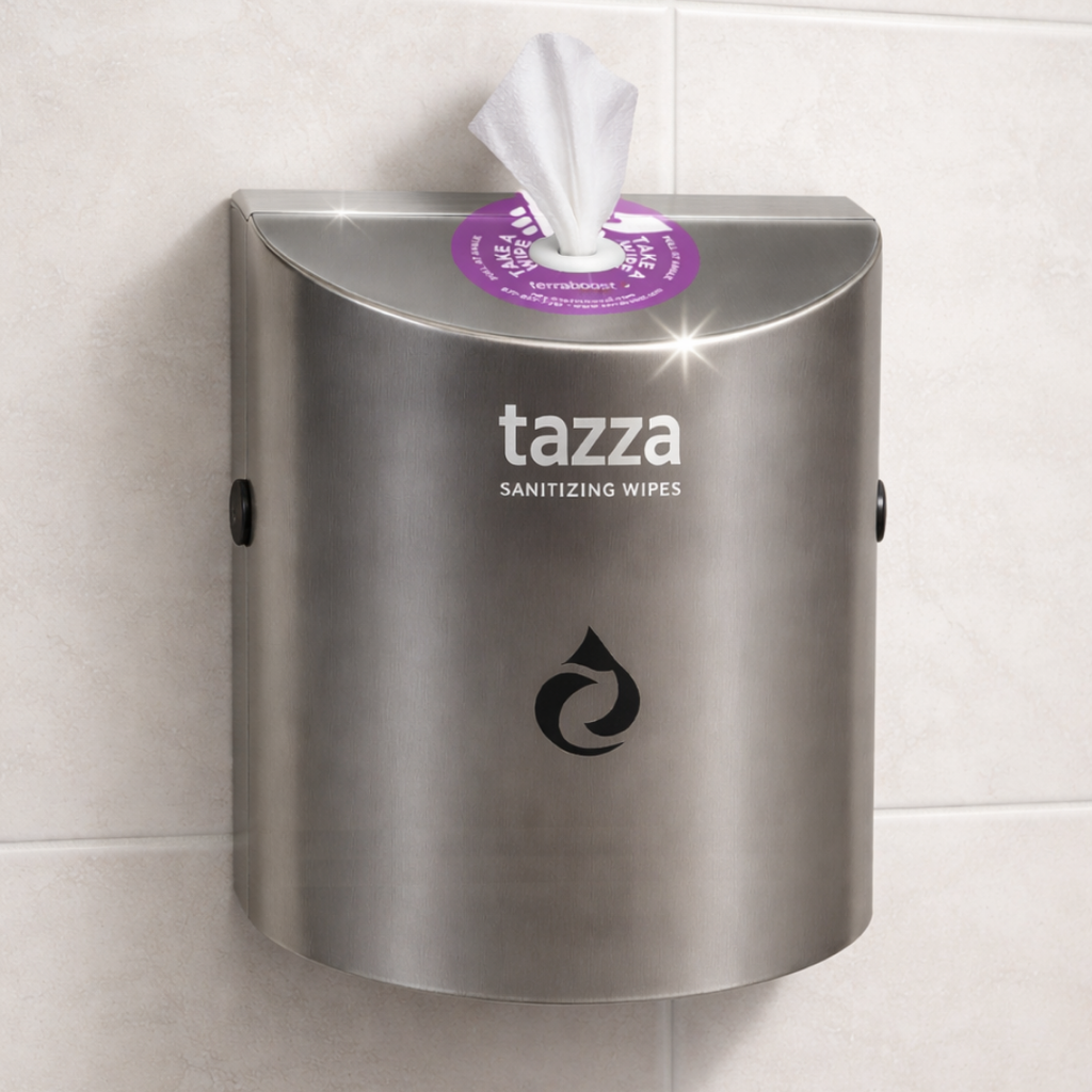 Stainless Steel Wall-Mounted Gym Equipment Wipe Dispenser – No-Touch S