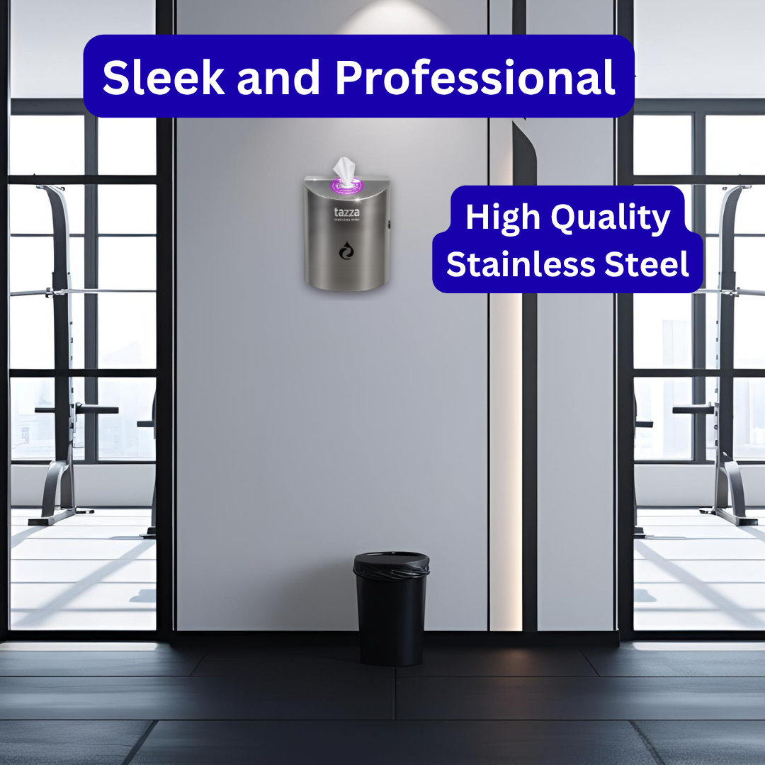 Stainless Steel Wall-Mounted Gym Equipment Wipe Dispenser – No-Touch S