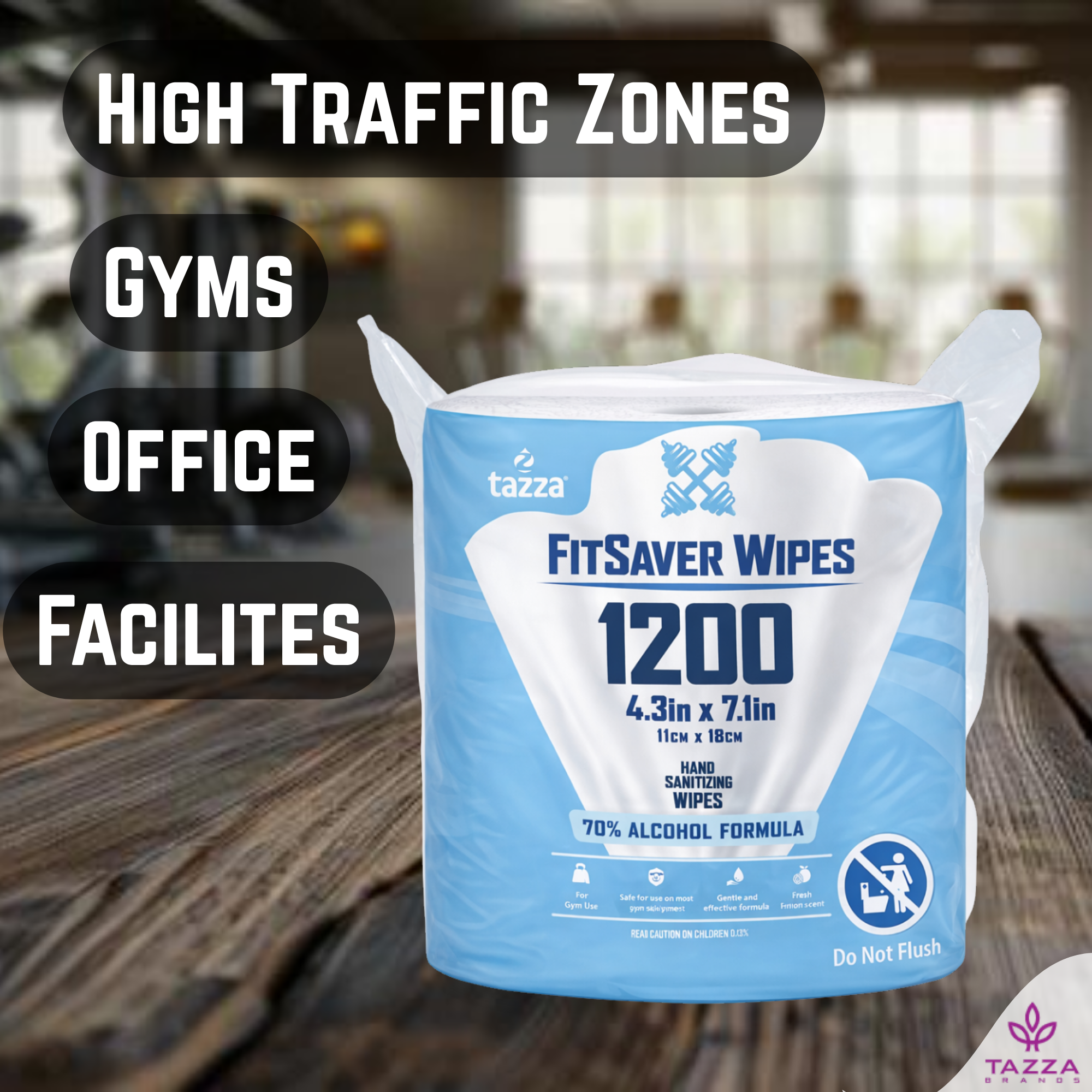 Wet Wipes - 4 x 1200 Ct, 70% Alcohol Durable Pre-Saturated Cleaning Gym Equip Wipes.