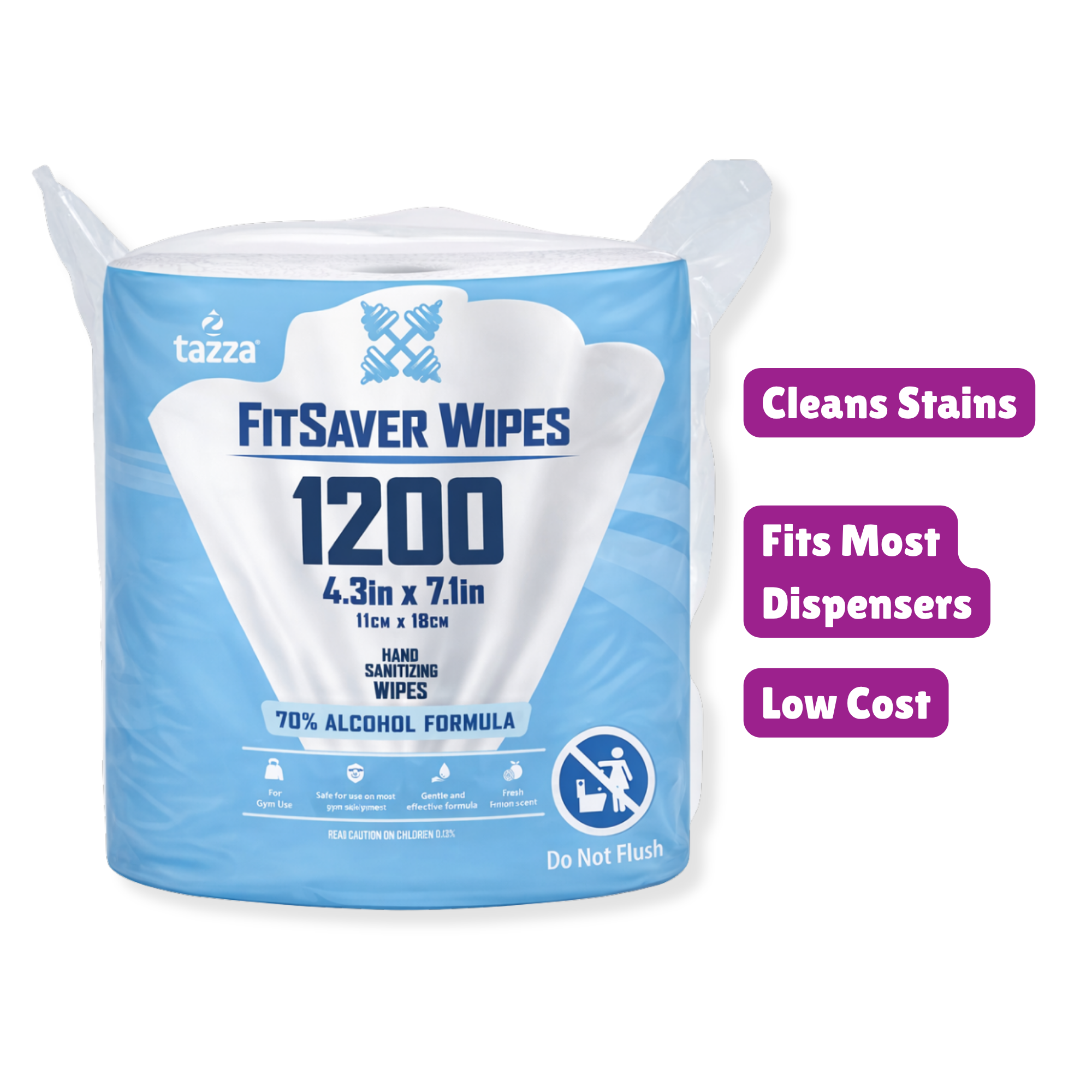 Wet Wipes - 4 x 1200 Ct, 70% Alcohol Durable Pre-Saturated Cleaning Gym Equip Wipes.