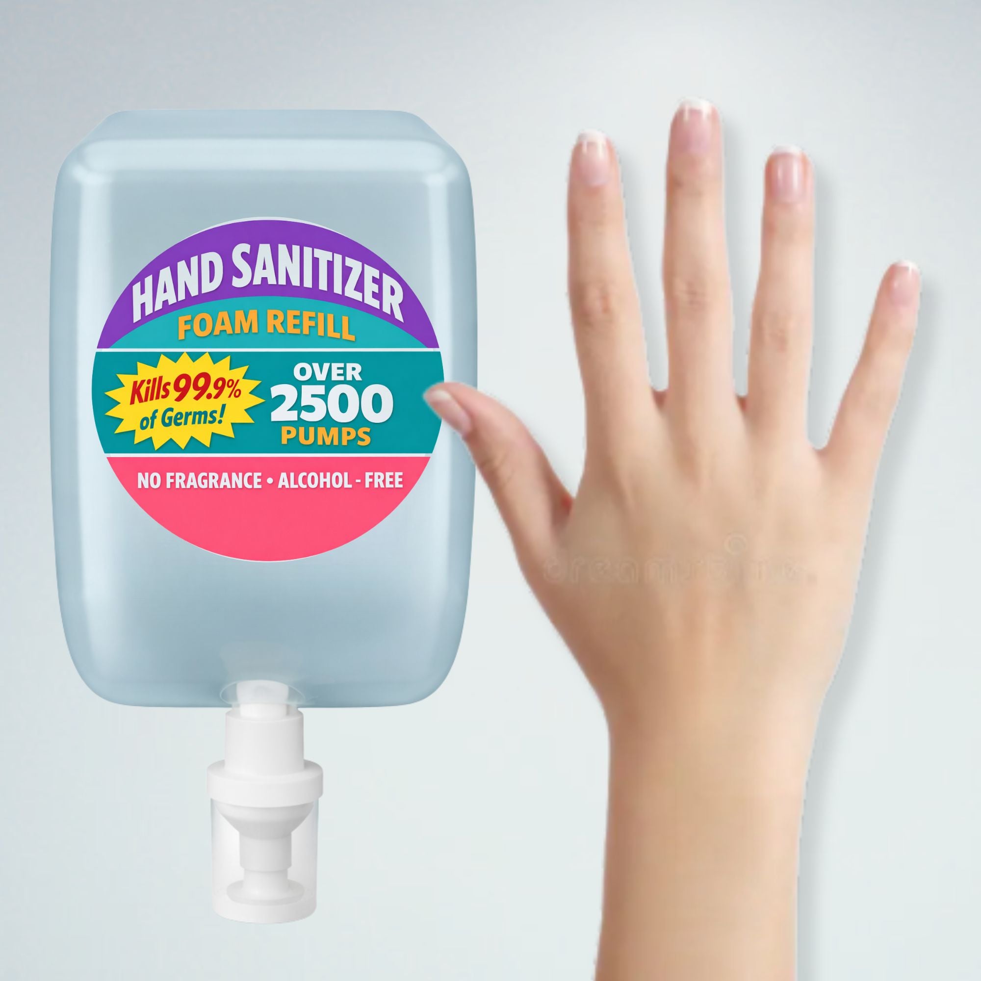 2 Liter Non-Alcohol Hand Sanitizer Refill (2 x 1L, 5000 pumps total) for Tazza Dispensers