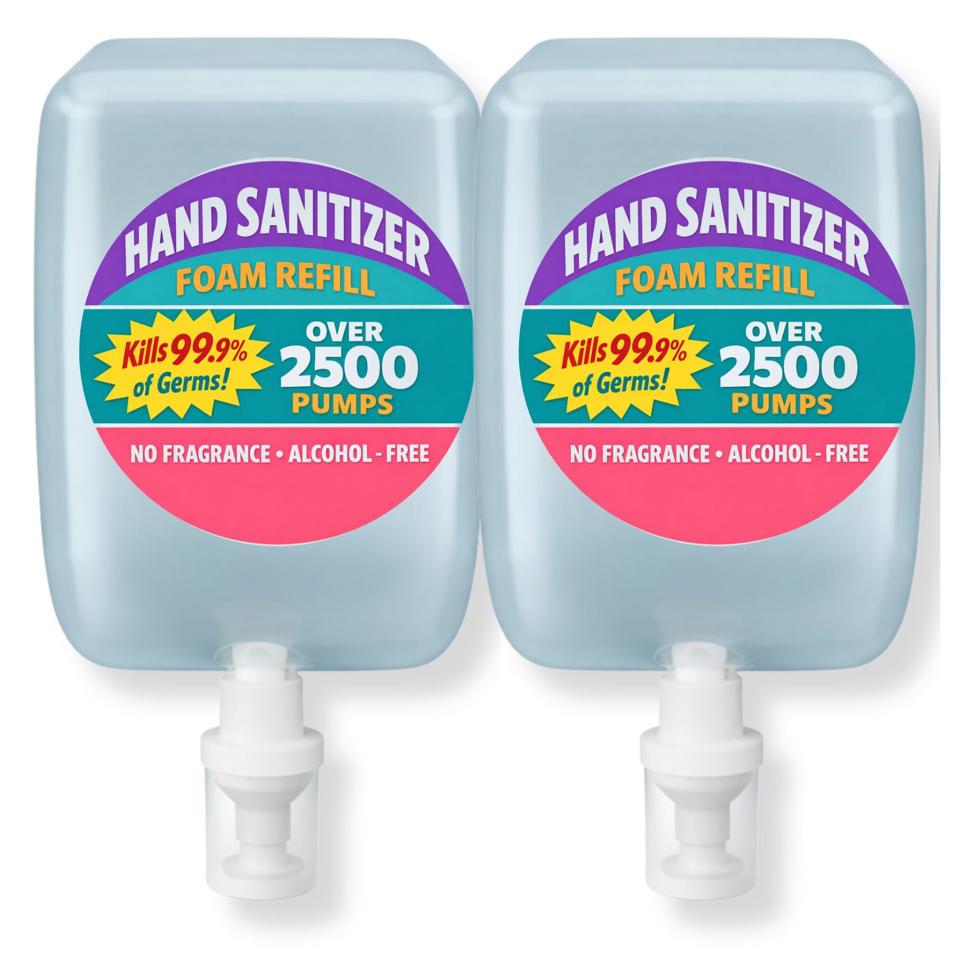 2 Liter Non-Alcohol Hand Sanitizer Refill (2 x 1L, 5000 pumps total) for Tazza Dispensers