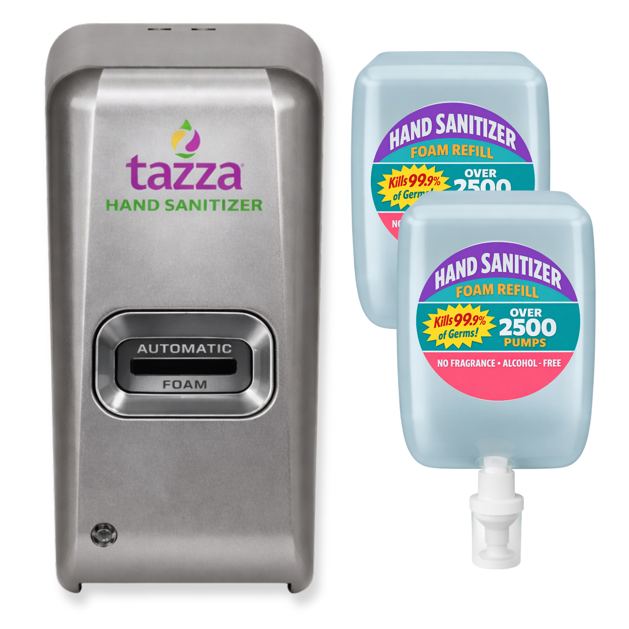 Bundle: 2 x 1 Liter Non-Alcohol Sanitizer (5000 Total pumps) Refill and Touchless Dispenser
