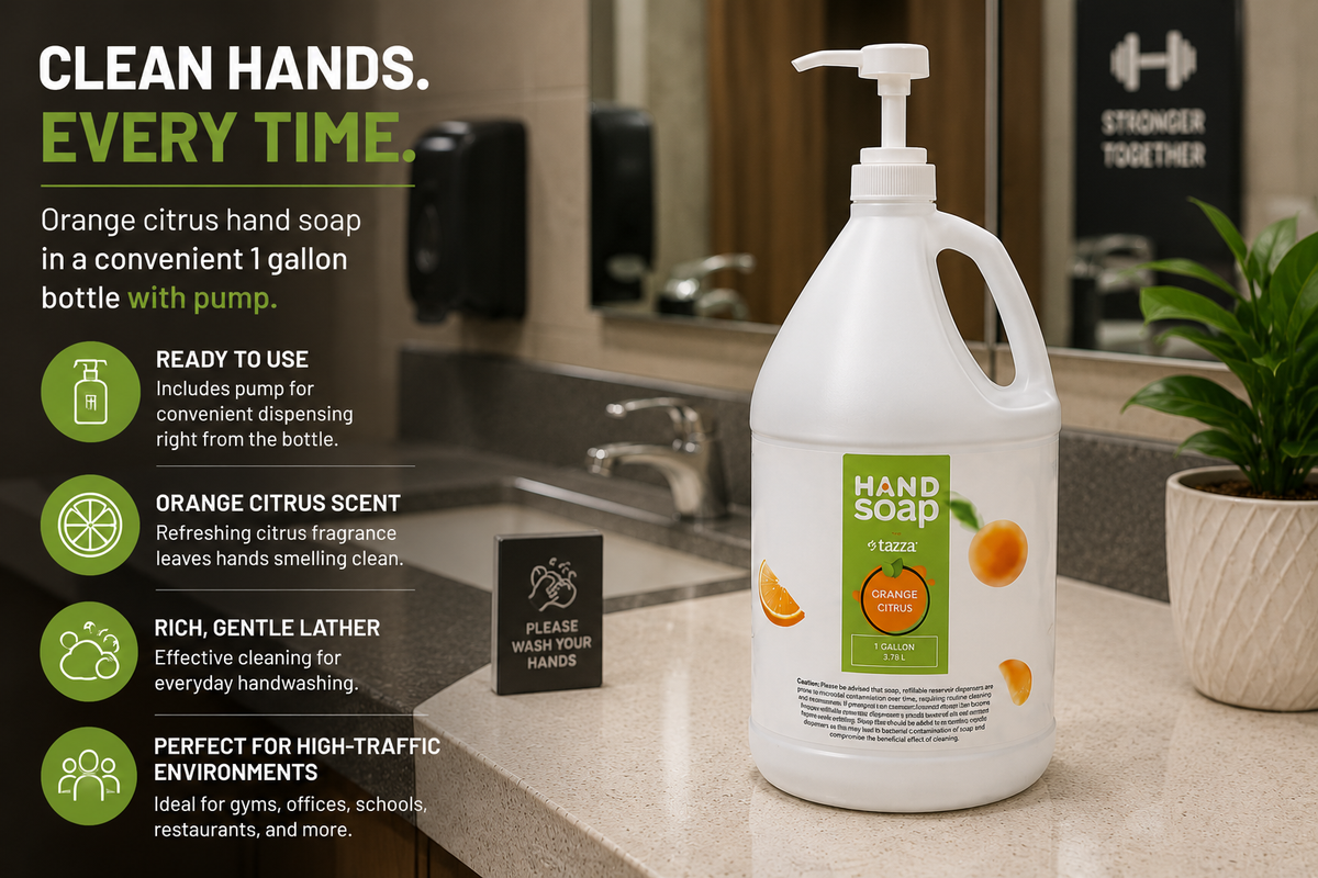 Orange Citrus Hand Soap, 4 x 1 Gallon, Commercial Liquid Hand Soap for Gyms, Offices & Facilities