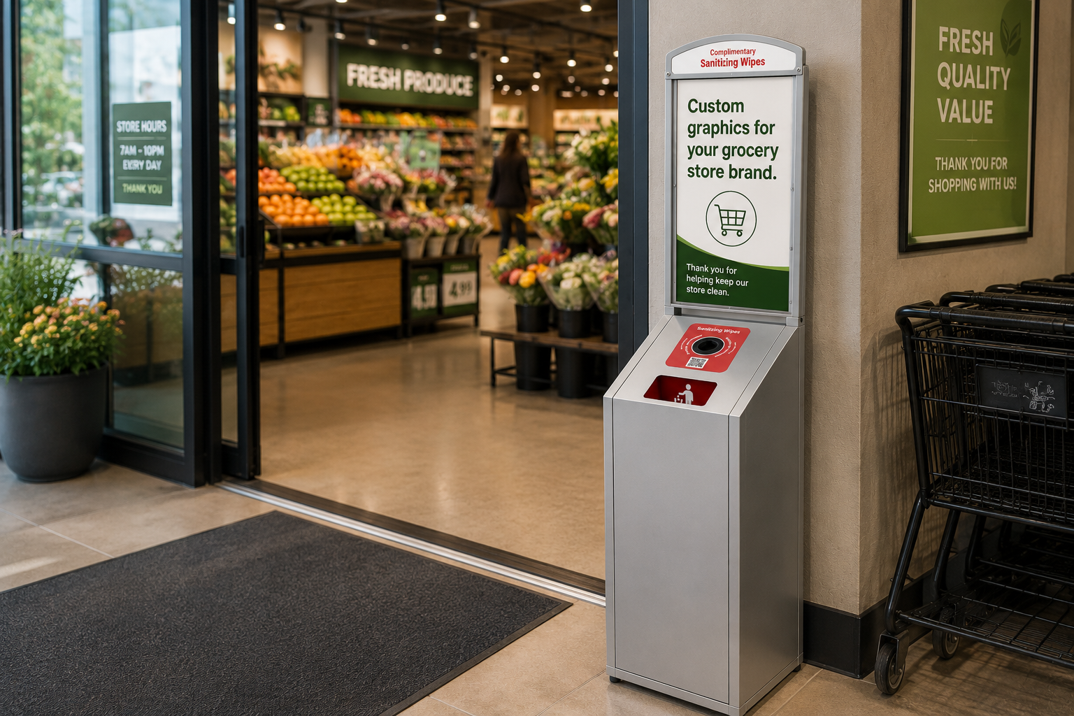 Tazza Platinum Pro Wipe Dispenser – Premium Floor-Standing Gym Wipe Dispenser with Integrated Trash Can