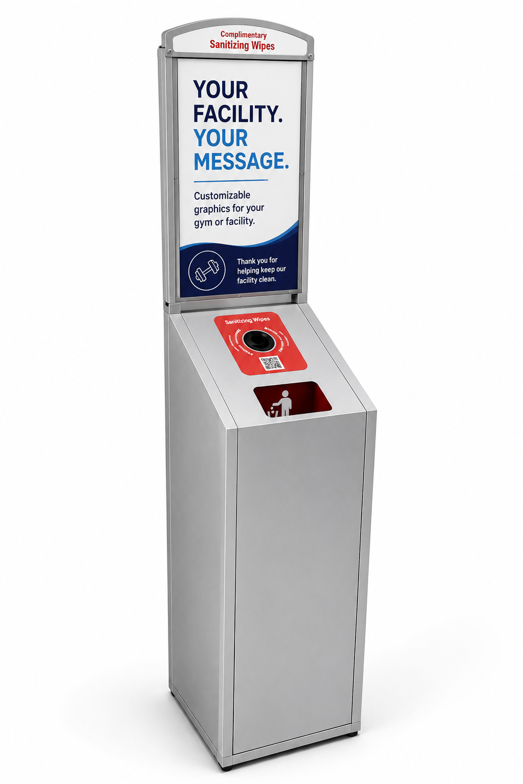 Tazza Platinum Pro Wipe Dispenser – Premium Floor-Standing Gym Wipe Dispenser with Integrated Trash Can