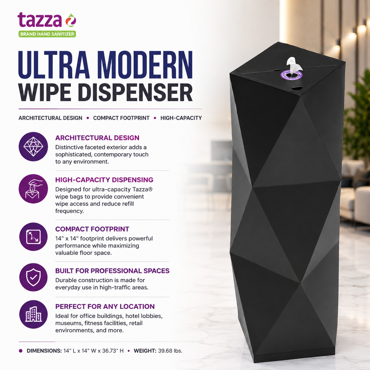 Tazza ULTRA Modern Freestanding Wipe Dispenser