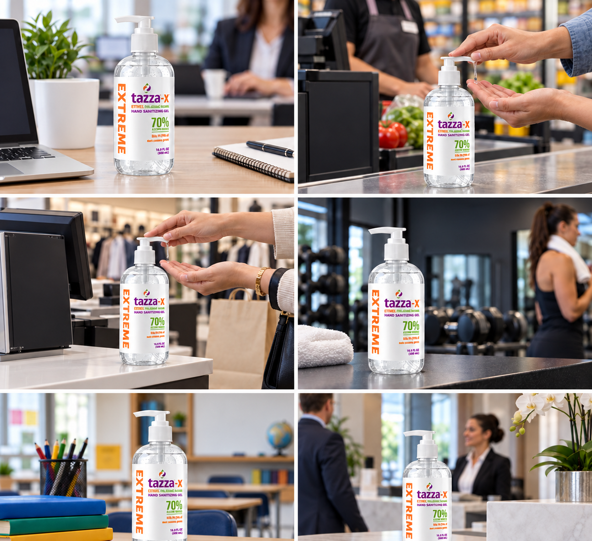 Tazza-X Hand Sanitizer Gel – 24 x 16.9 fl oz Bottles – 70% Alcohol with Pump Dispenser