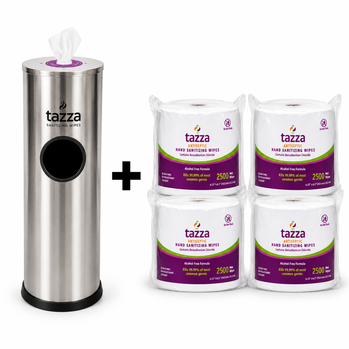 Tazza High-Volume Value Starter Kit – Stainless Steel Wipe Dispenser + MaxCount 2500CT Wipes