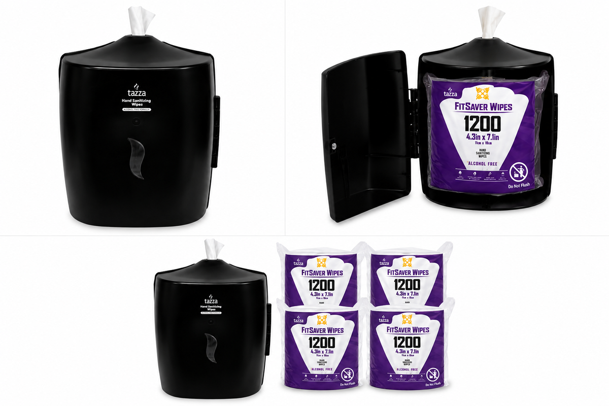 Tazza Flex Plastic Wall-Mounted Wipe Dispenser - High-Capacity, Space-Saving Design