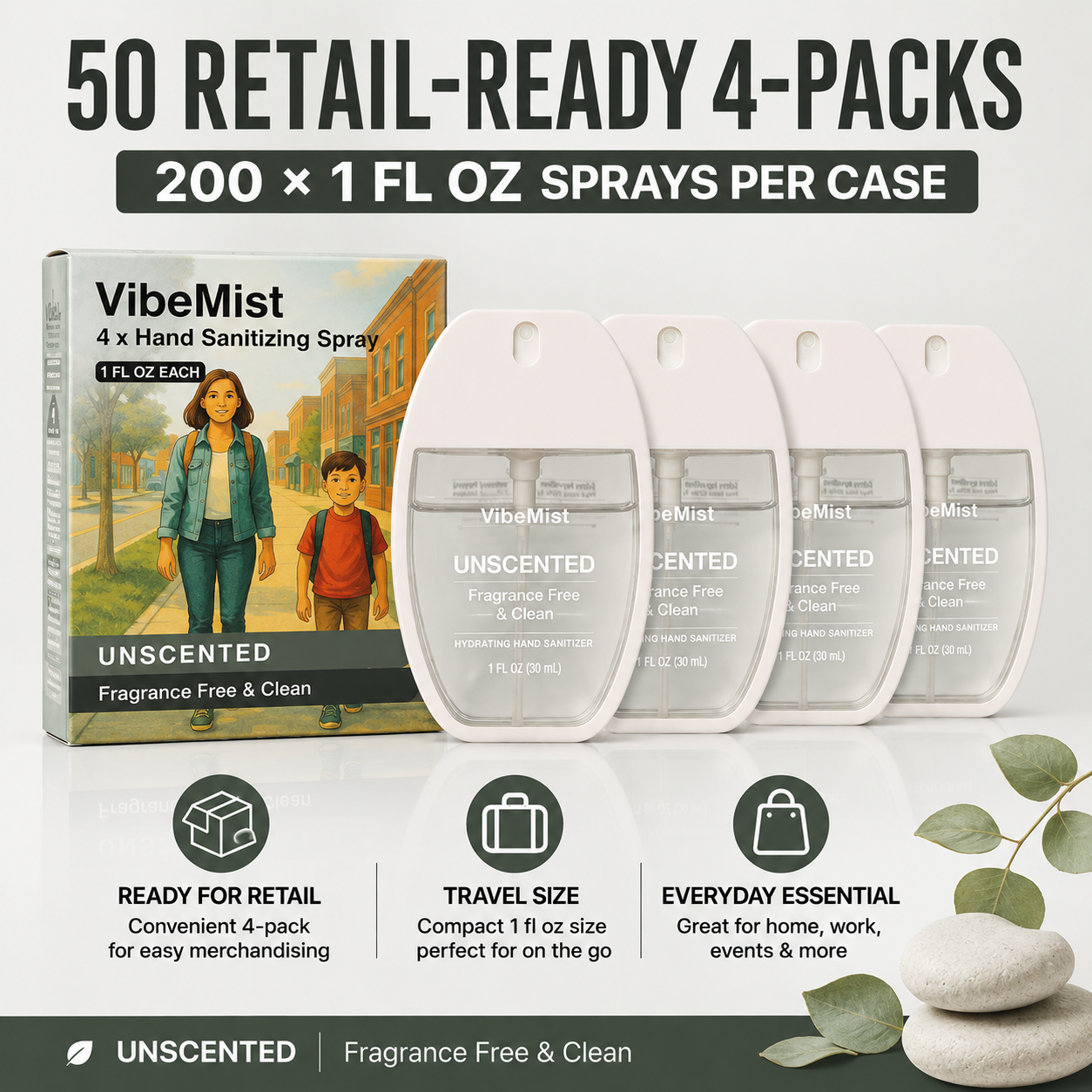 Tazza VibeMist Hand Sanitizing Spray - Unscented - Case of 200