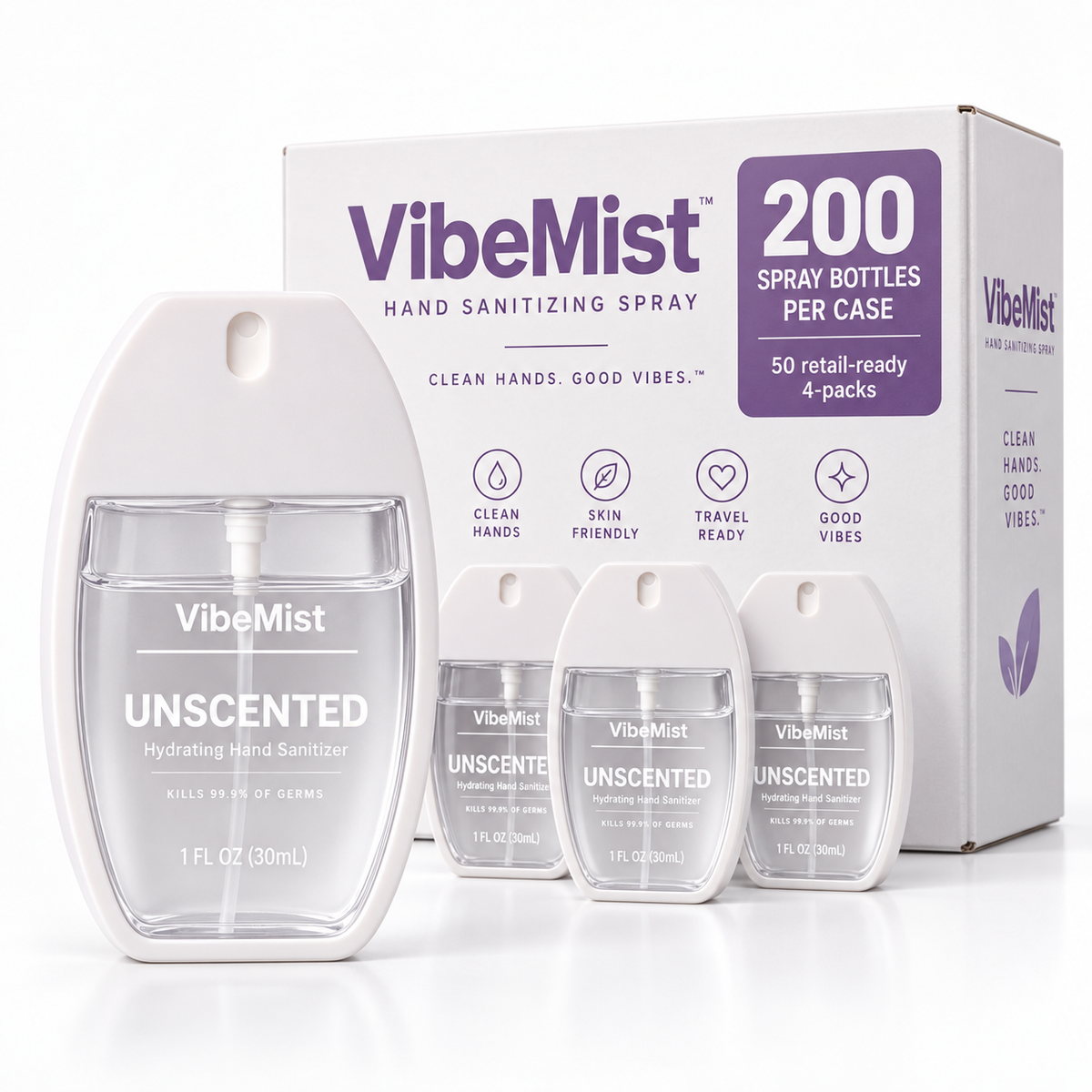 Tazza VibeMist Hand Sanitizing Spray - Unscented - Case of 200