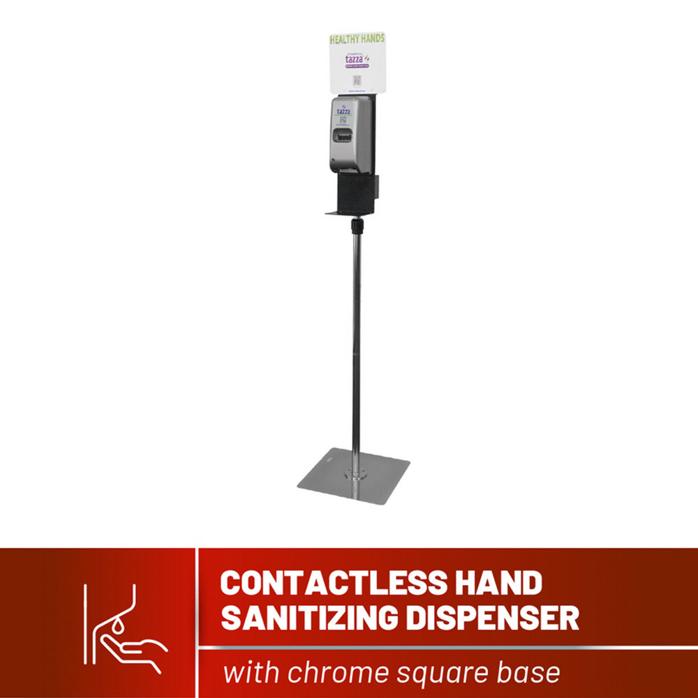 Contactless Hand Sanitizer Dispenser with Square Base & Pole Kit (Chrome)